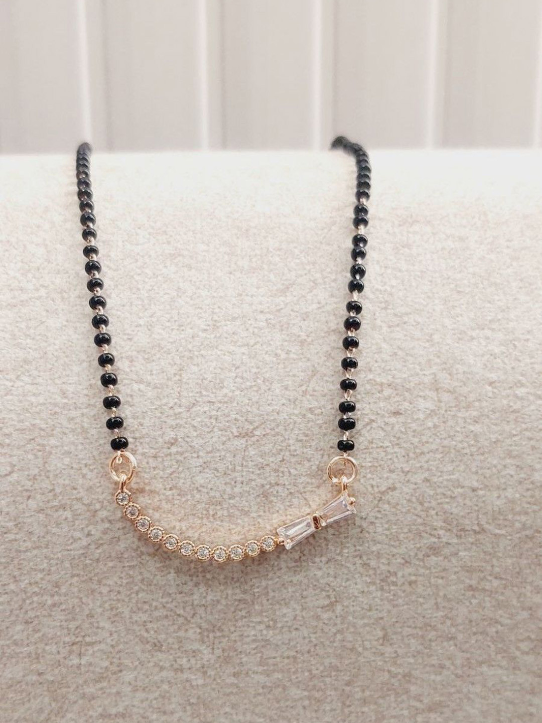 MEIRA JEWELLERY Rose Gold-Plated Artificial Stones Mangalsutra