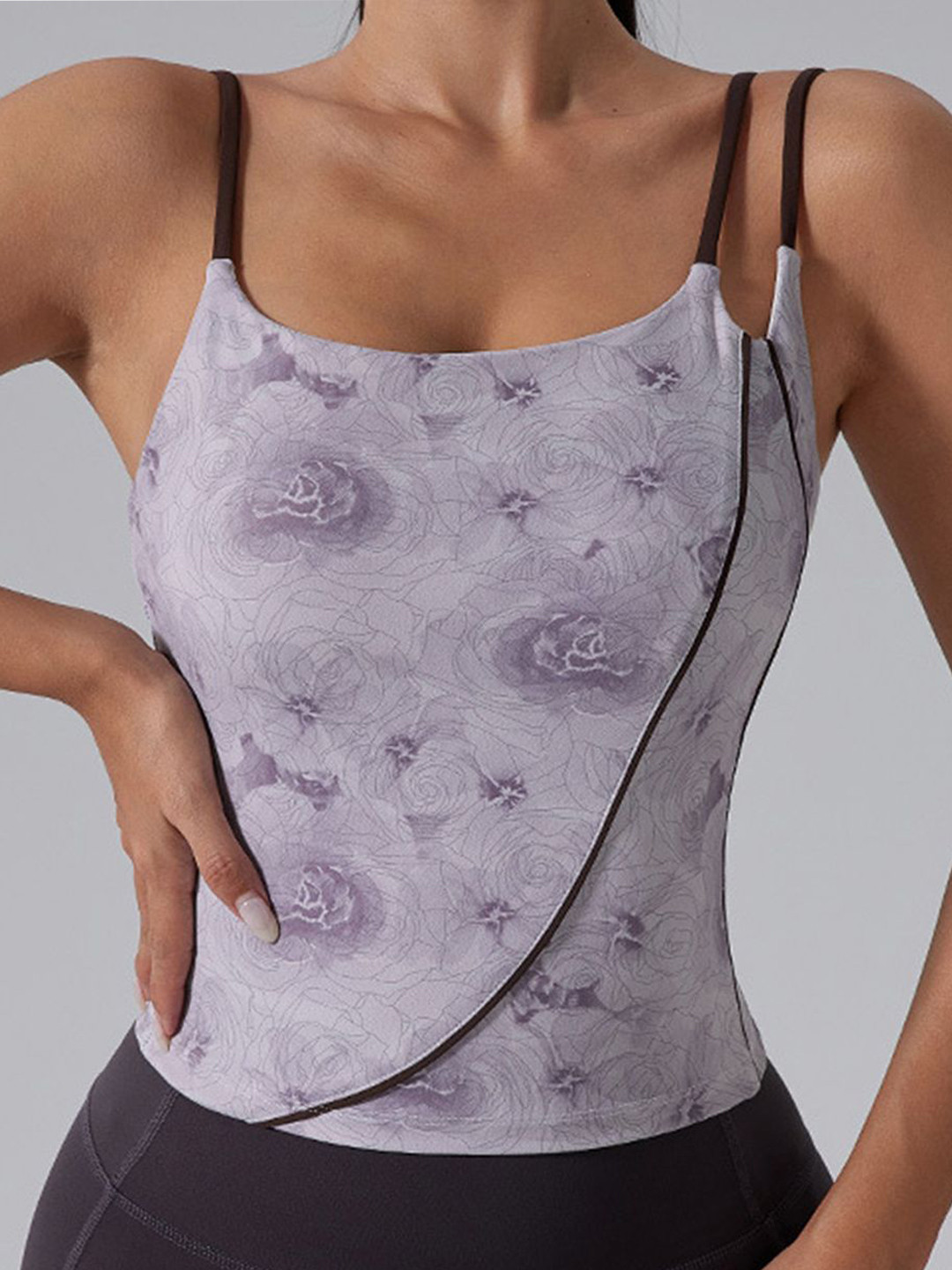 LULU & SKY Scoop Neck Sleeveless Floral Sports Top