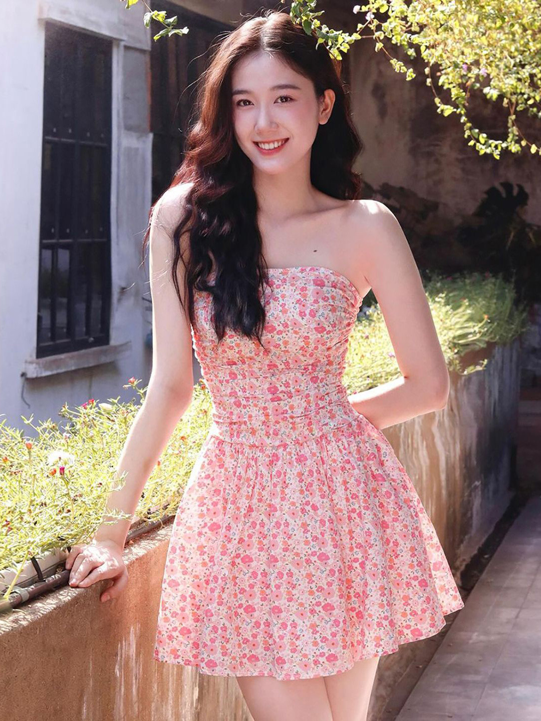 StyleCast x Revolte Pink Floral Printed Fit and Flare Mini Dress