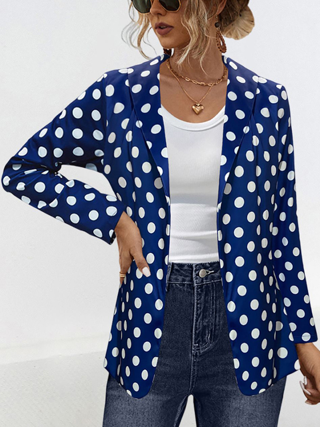 StyleCast x Revolte Women Regular Polka Dot Tailored Jacket