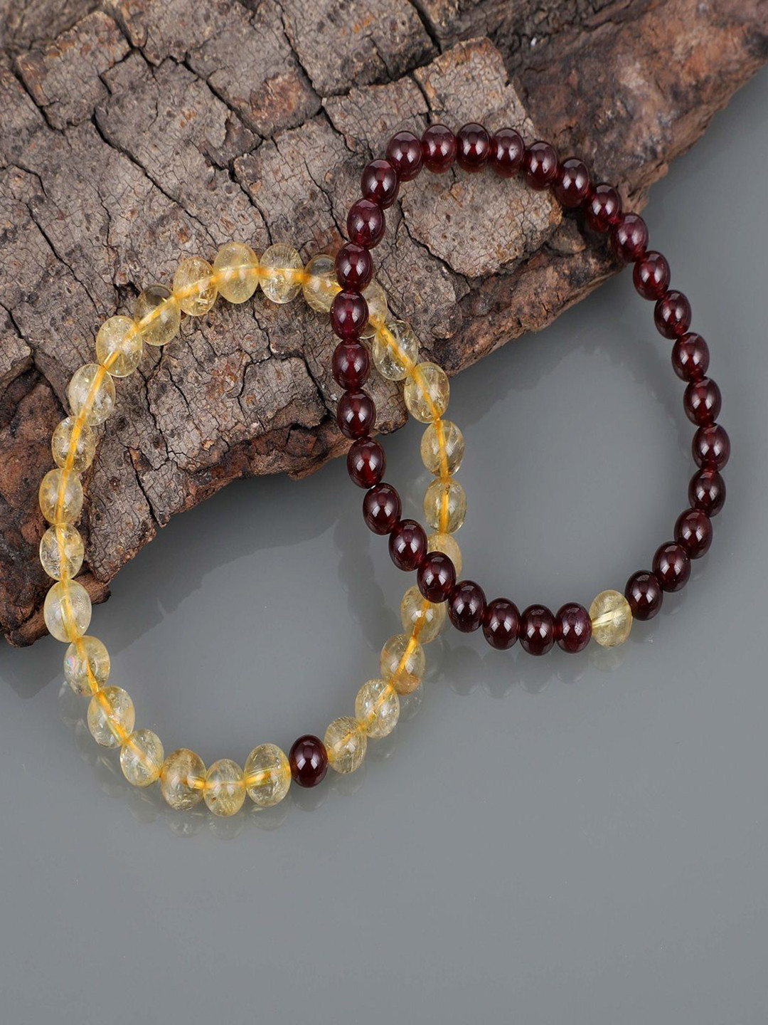 Nirvana Unisex Set Of 2 Citrine Bracelet