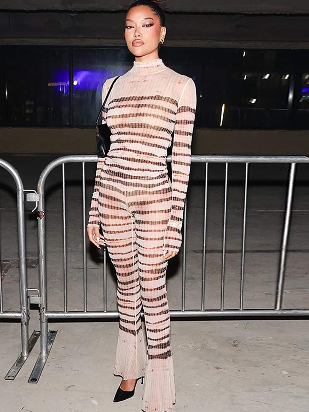 LULU & SKY Striped Retro Style Top With Flared Trousers Co-Ords