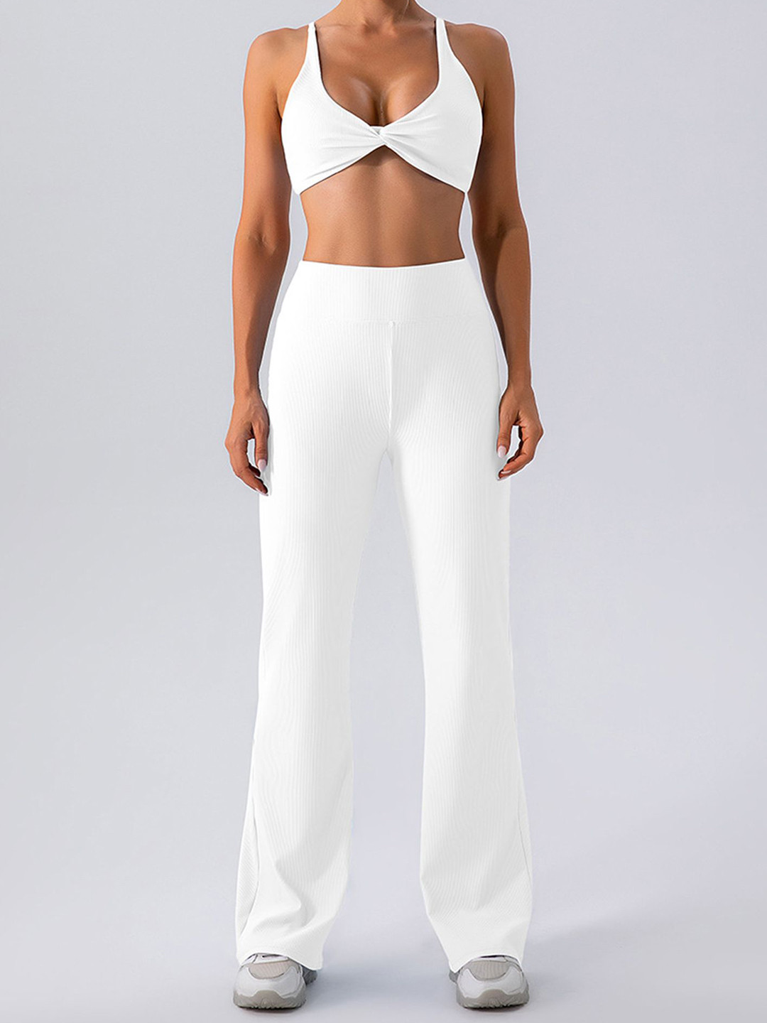 LULU & SKY Women Ribbed Boot Cut-Fit Track Pant