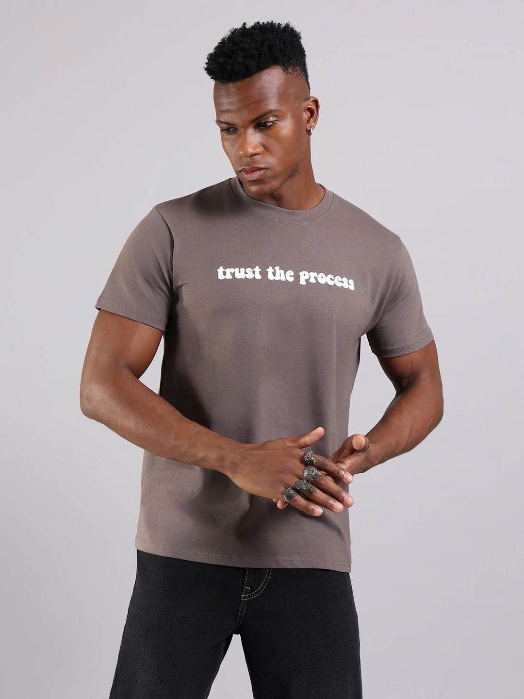 HangerLoop Typography Printed Round Neck Short Sleeves Pure Cotton Casual T-shirt