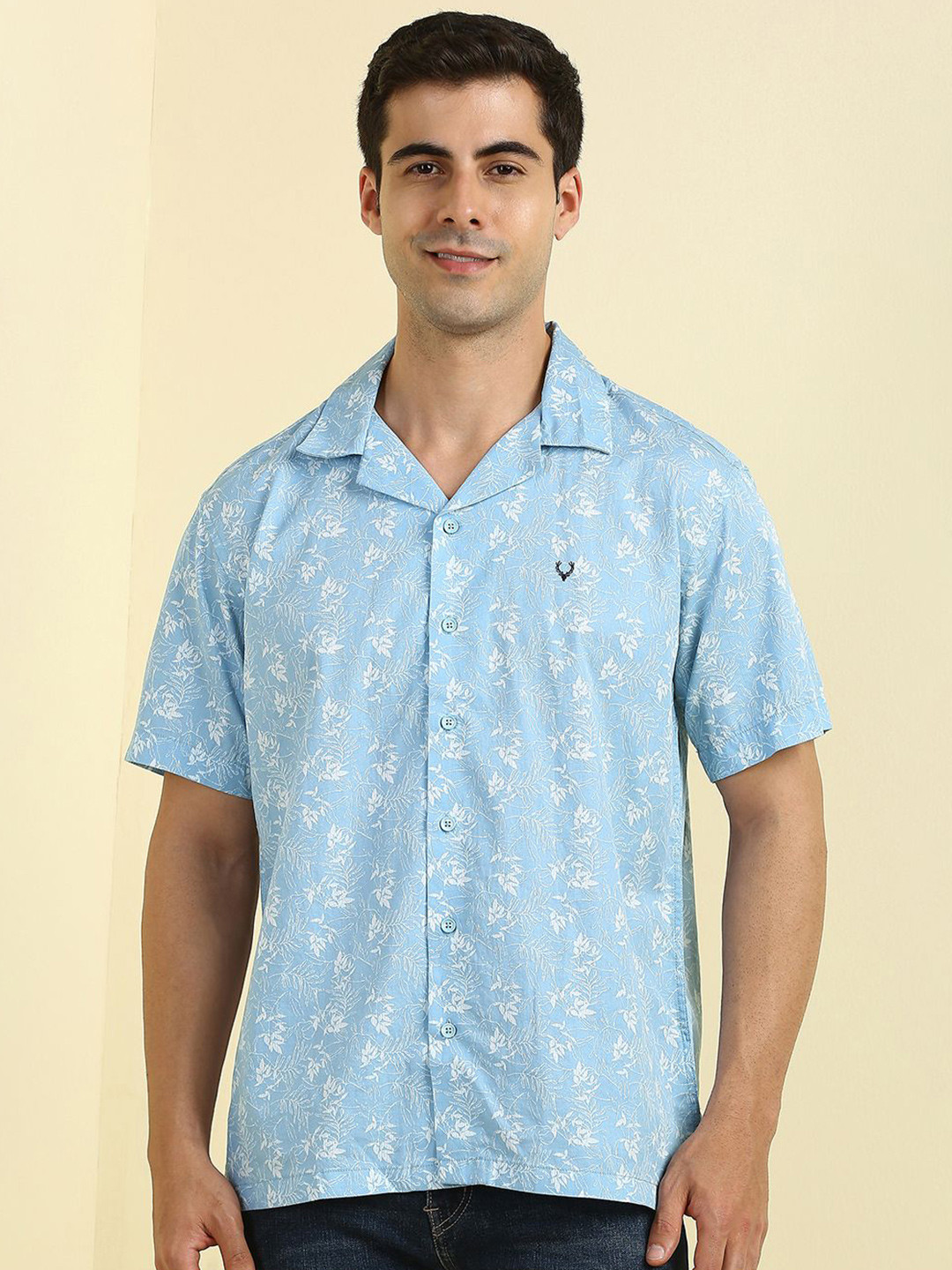 Allen Solly Camp Collar Floral Printed Relaxed Fit Cotton Casual Shirt