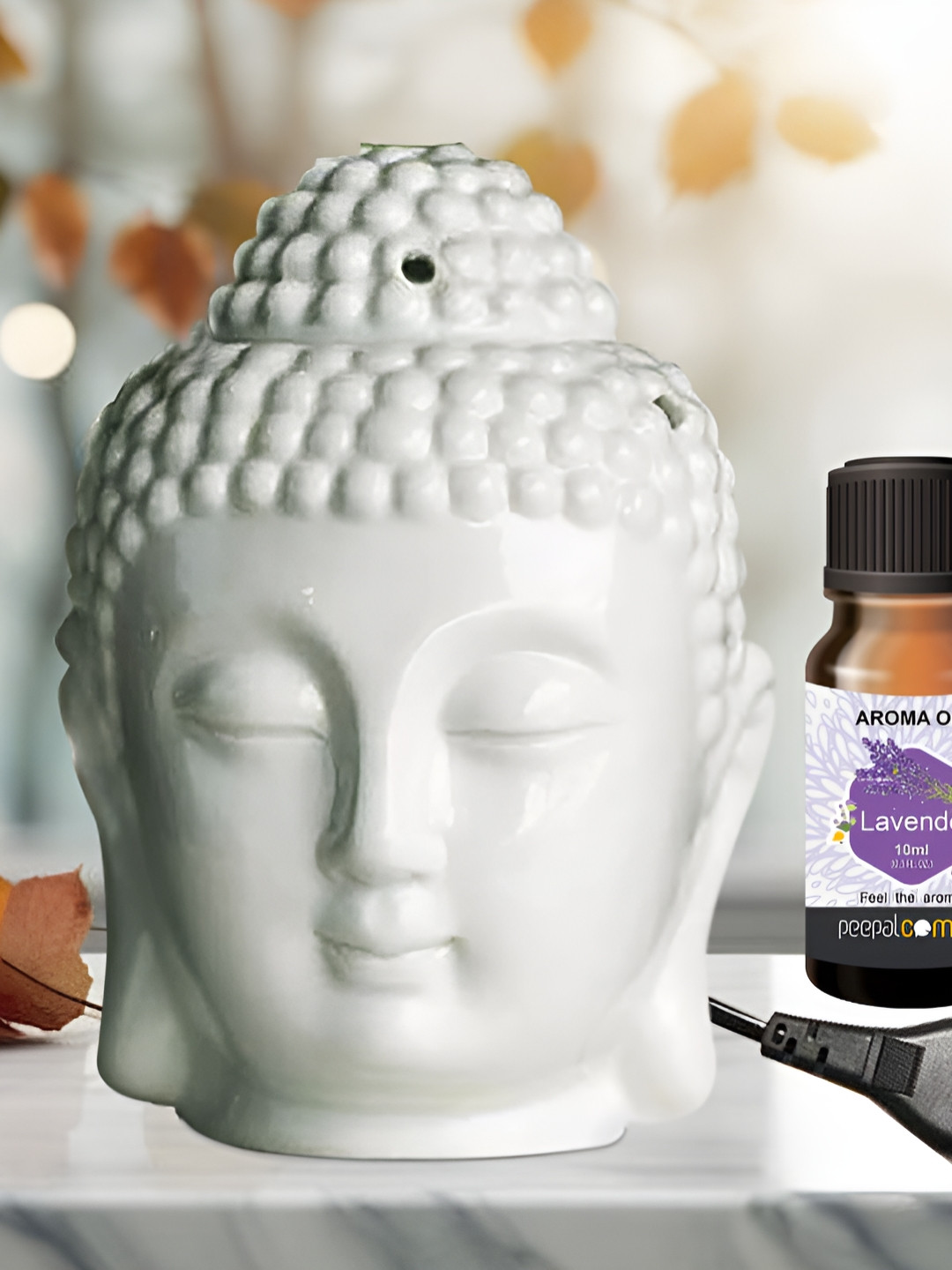 PEEPALCOMM White Textured Buddha Electric Aroma Oil Diffuser