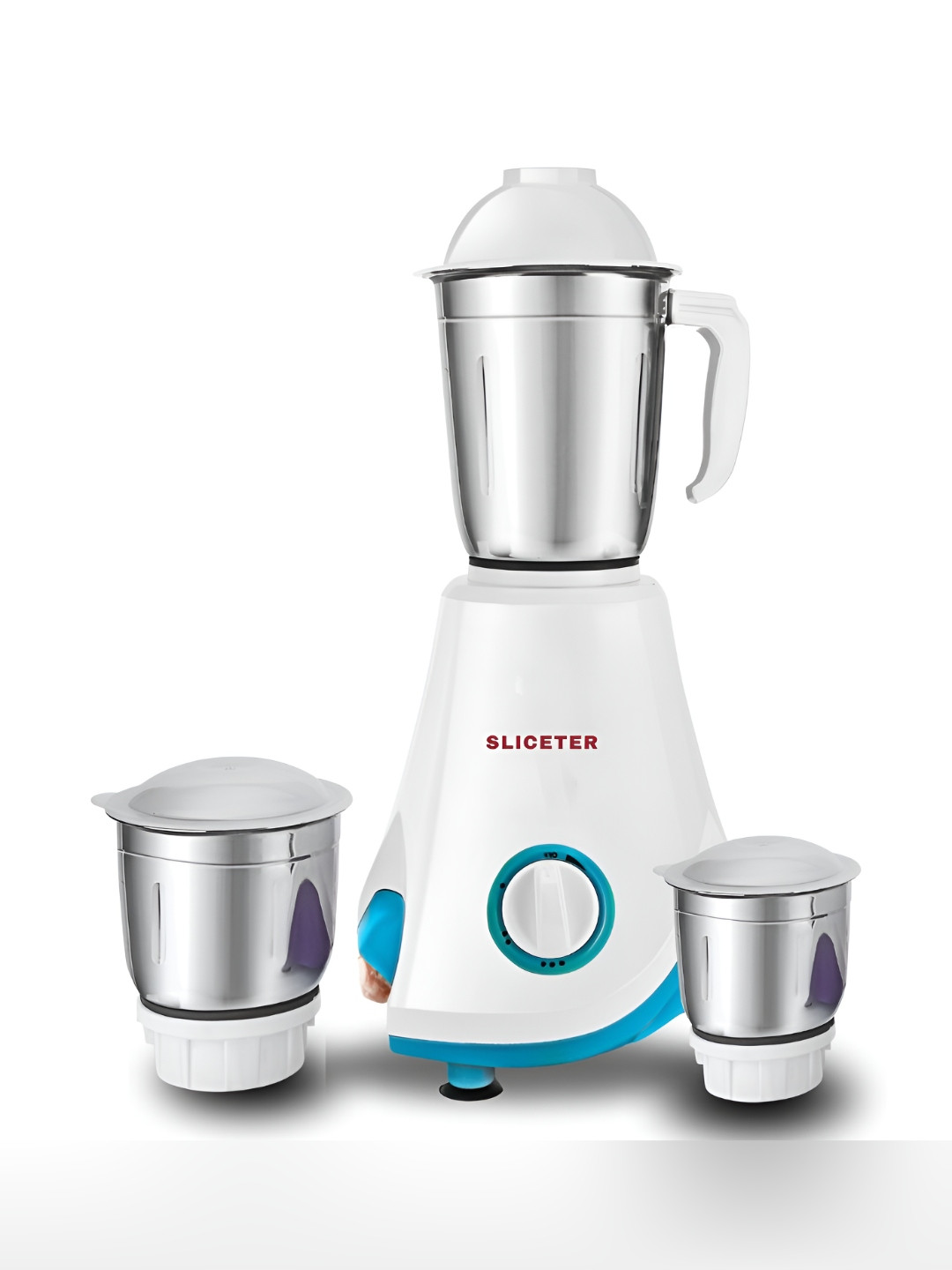 Sliceter White Stainless Steel Safety Lock 3 Jars Wet and Dry Grinder-550W