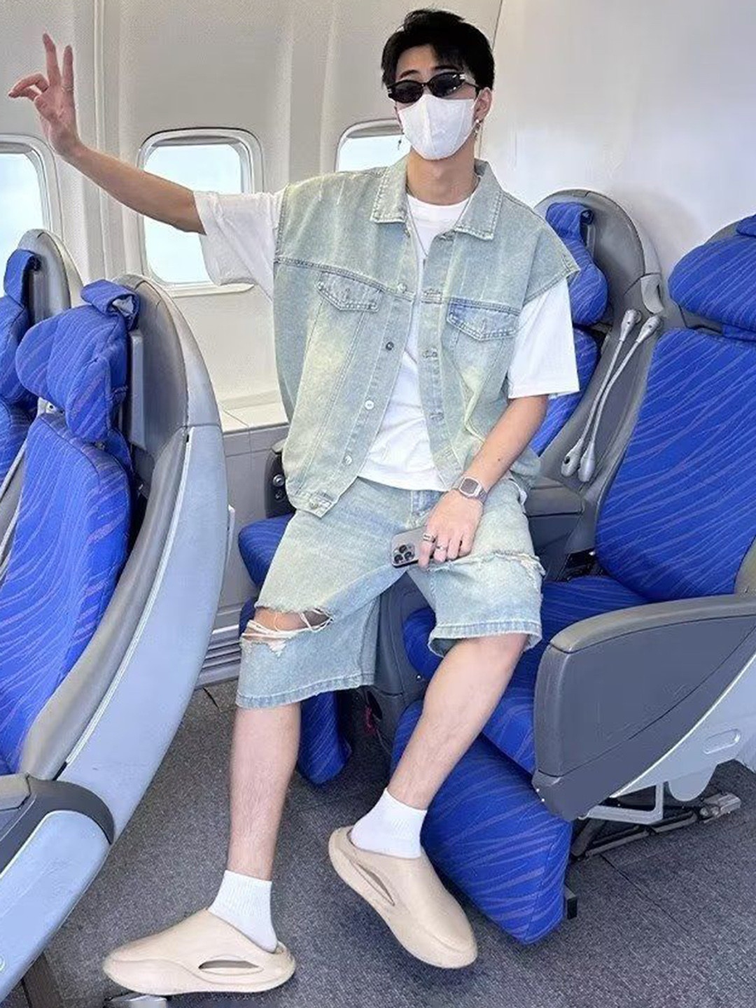 Casual Denim Waistcoat & Shorts Co-Ords