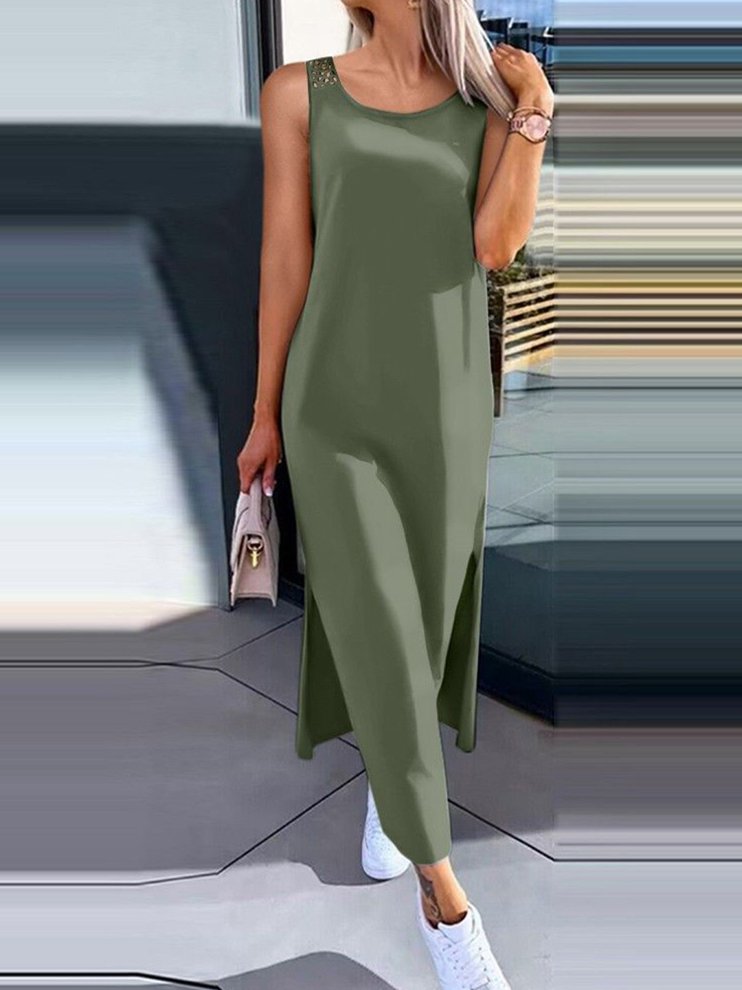 StyleCast Women Round Neck Maxi Dress