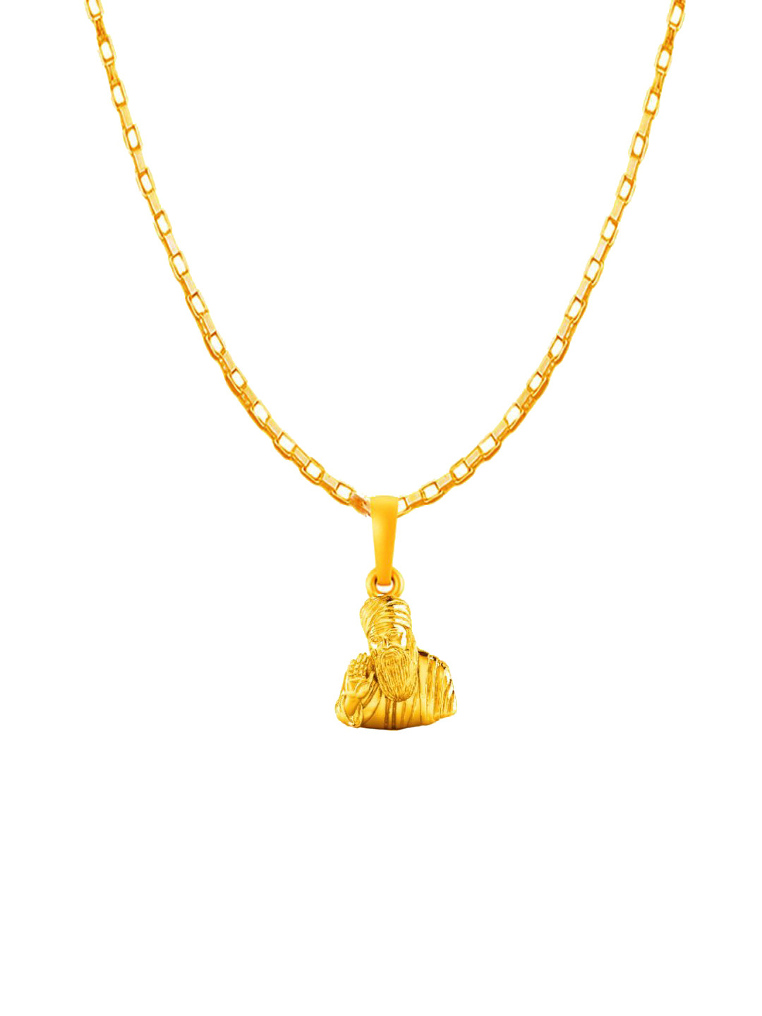 Metronaut Men 92.5 Sterling Silver 22KT Gold-Plated Guru Nanak Pendant with Box Chain