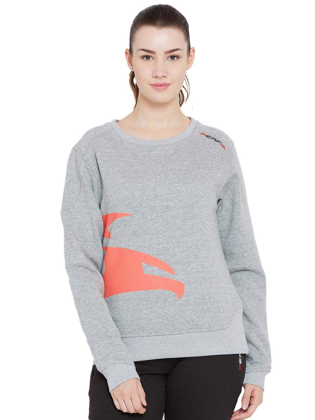 PERF Women Logo Printed Round Neck Pullover Sweatshirt