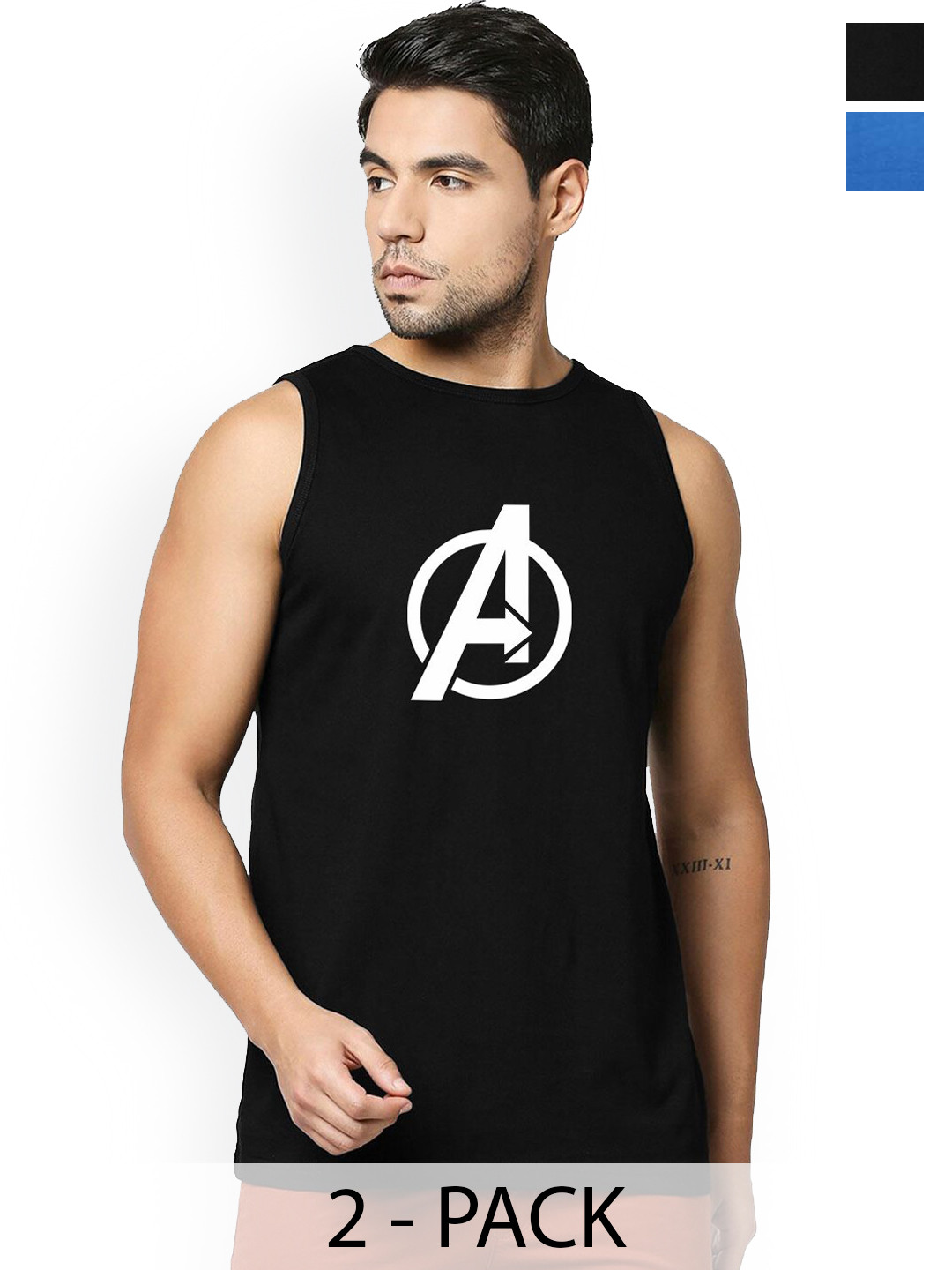 Organic Chics Printed Regular Fit Cotton Vest - Pack Of Two