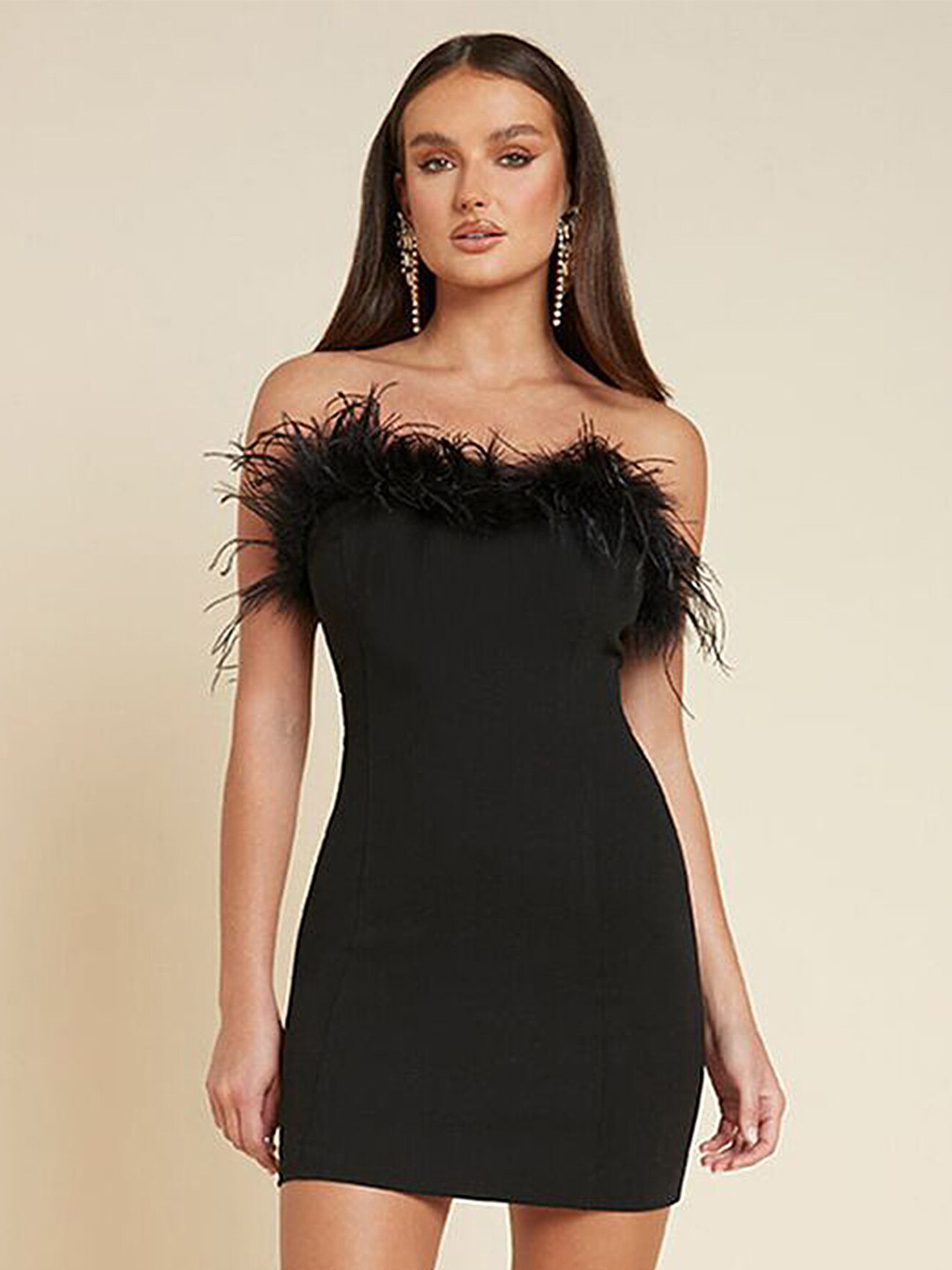 LULU & SKY Fringed Strapless Sheath Mini Dress