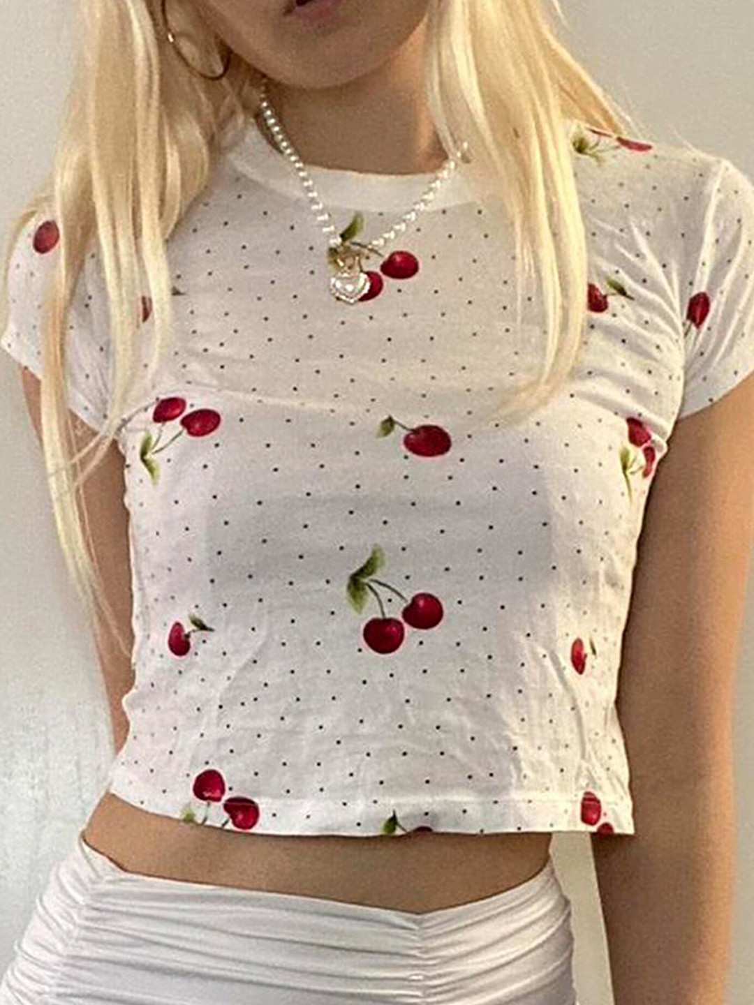 LULU & SKY Cherry Print Crop Top