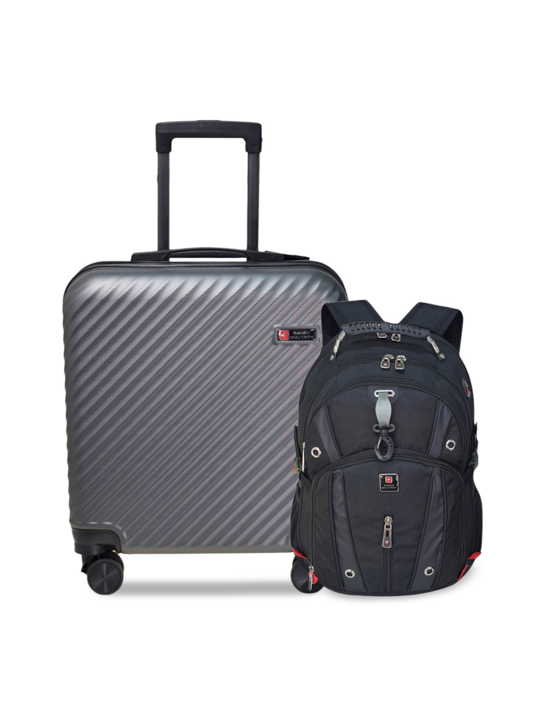 SWISS MILITARY Set Of 2 Textured Hard-Sided Cabin Trolley & Laptop Bag