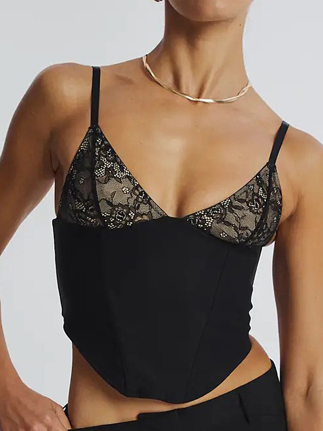 LULU & SKY Sleeveless Lace Inserts Corset Top