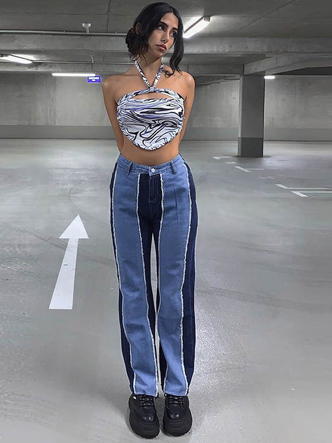 LULU & SKY Women Contrast Color Clean Look High-Rise Stretchable Jeans