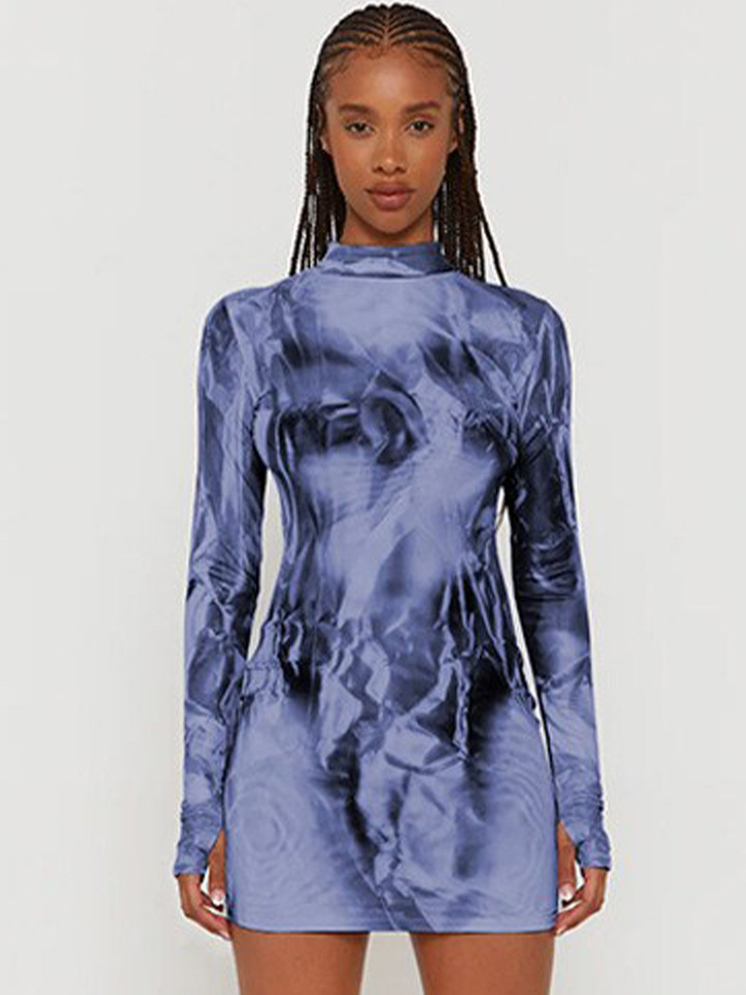 StyleCast Blue Print Shirt Mini Dress