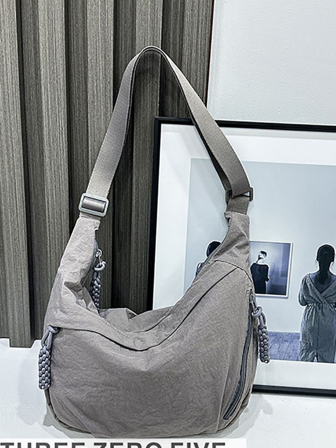 StyleCast x Revolte Solid Zip Detail Large Half Moon Hobo Bag