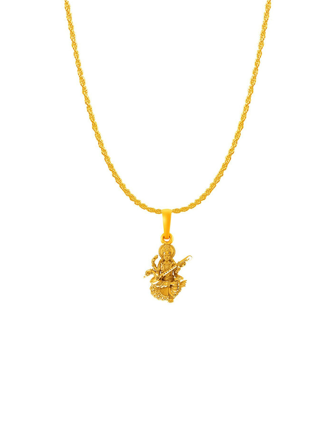Metronaut 92.5 Sterling Silver 22KTGold-Plated Sraswathi Ji Pendant With Rope Chain