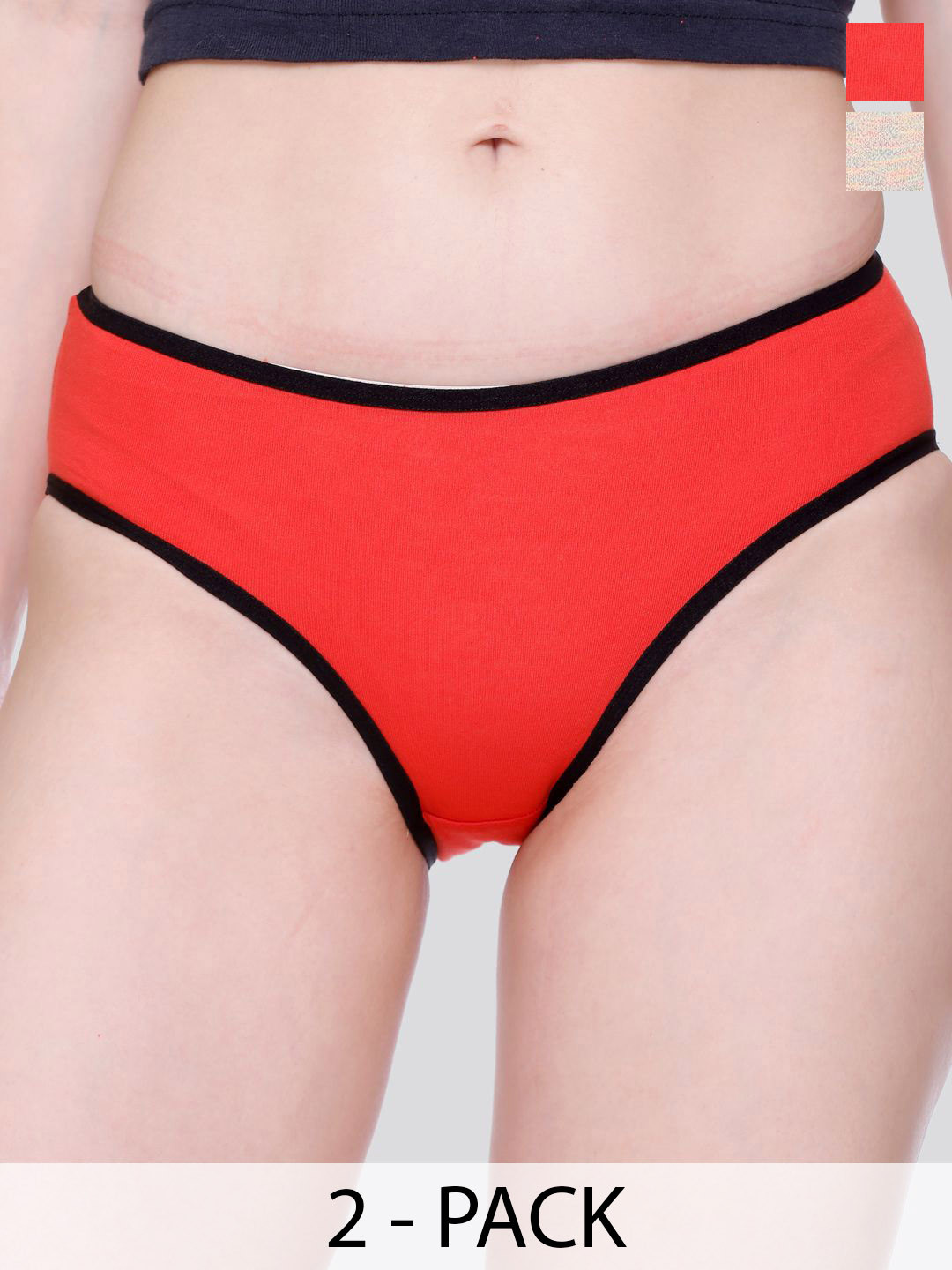 Skidlers Pack Of 2 Super Combed Cotton Hipster Briefs 2SKD-BRIEF-20-RED-46-CREAM-2XL