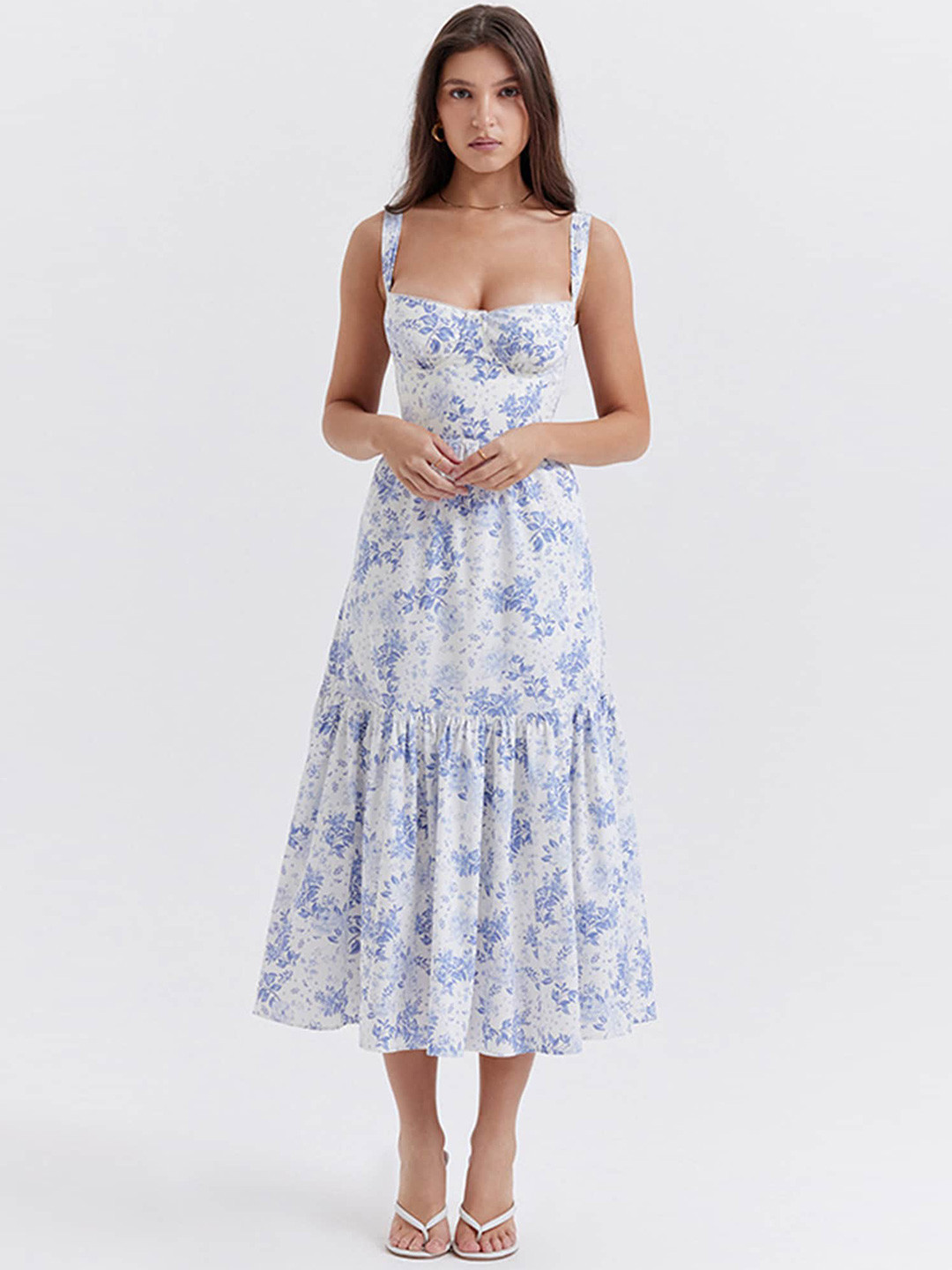 LULU & SKY Floral Printed Fit & Flare Midi Dress