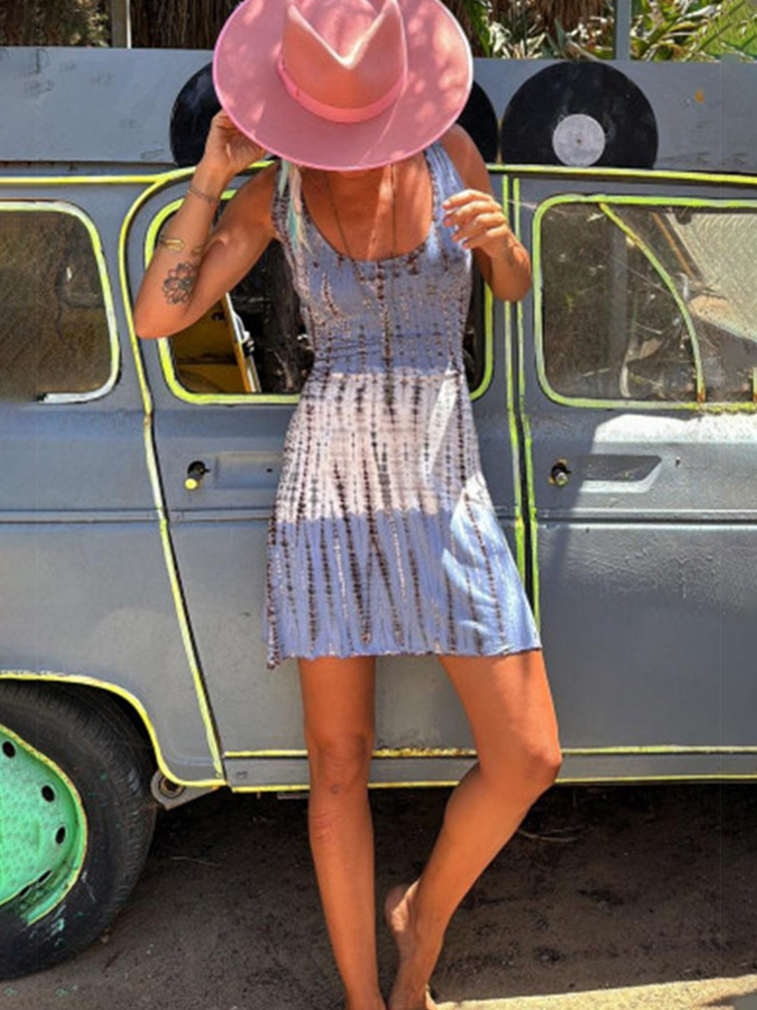 StyleCast x Revolte Tie and Dye Georgette A-Line Dress