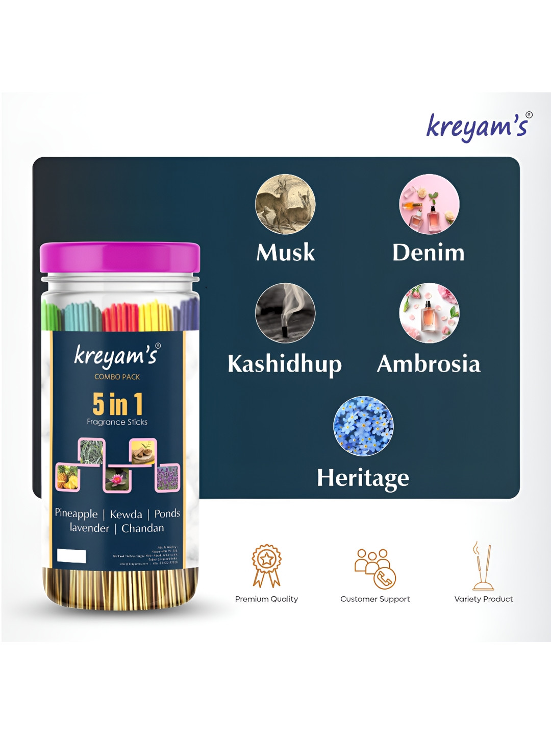 kreyam's Green 5-In-1 Fragrance Pooja Incense Sticks