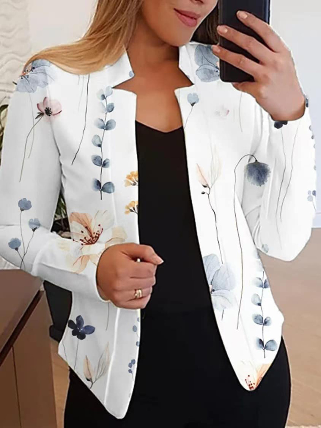 StyleCast White Floral Denim Jacket with Embroidered