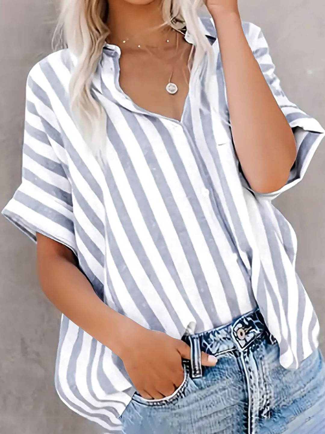 StyleCast x Revolte Women Spread Collar Multi Striped Casual Regular Fit Shirt