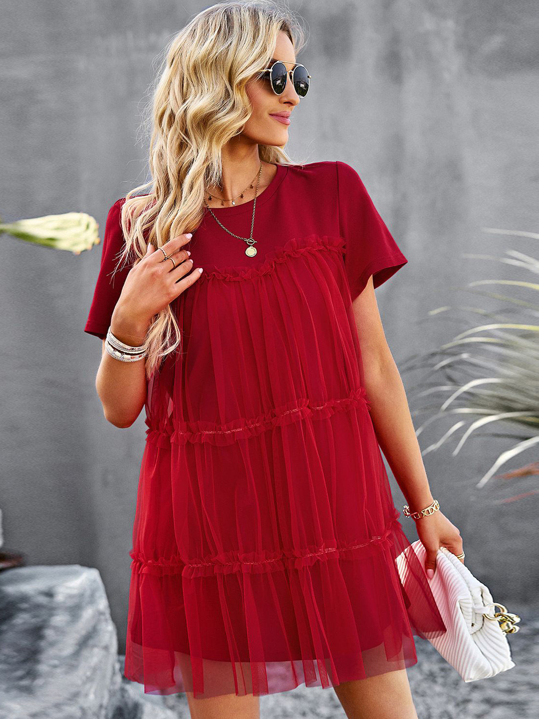 StyleCast Women Solid Drop-Waist Mini Dress