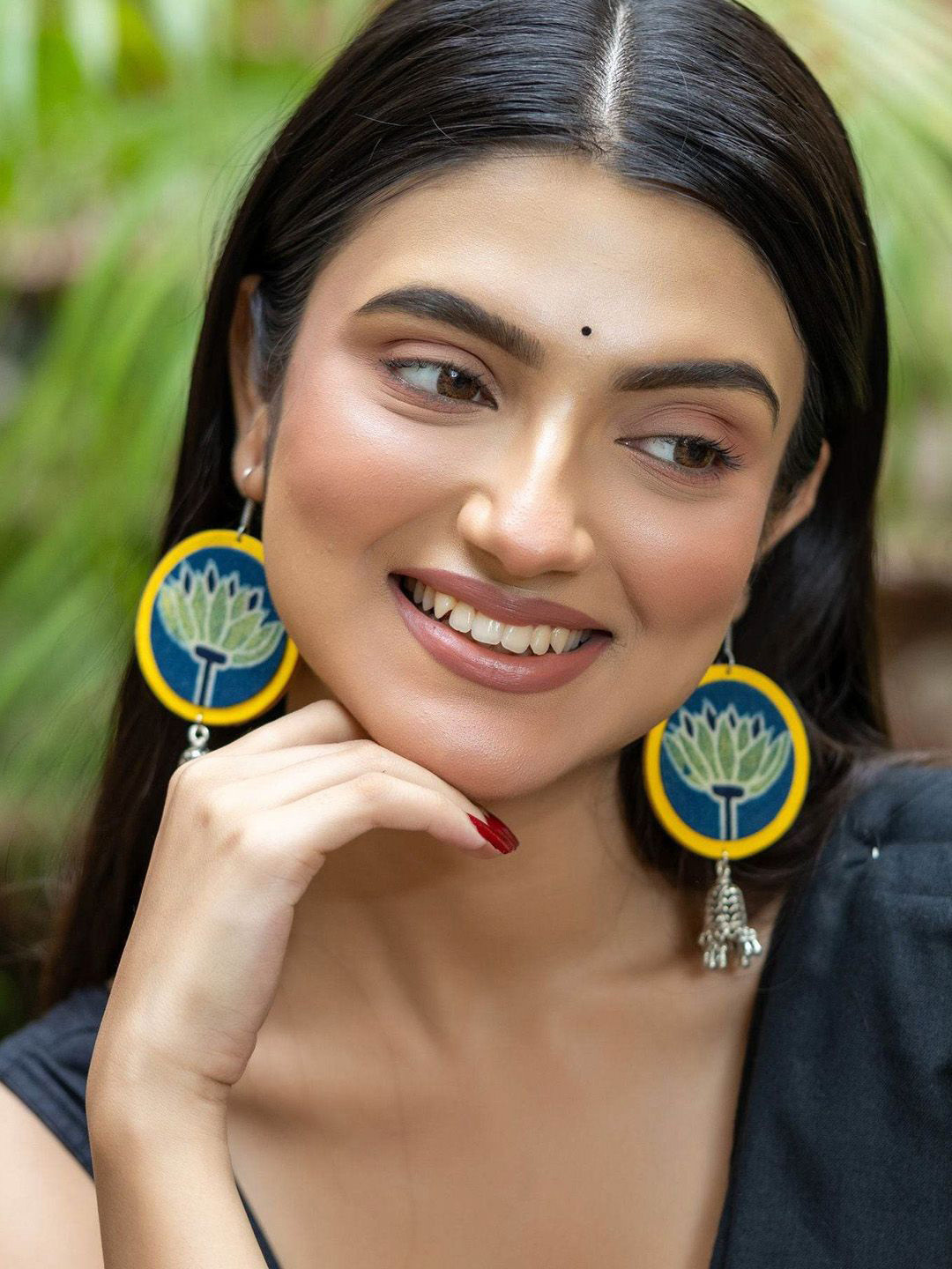 Look and Adorn Fabric German Silver Jhumka Earrings