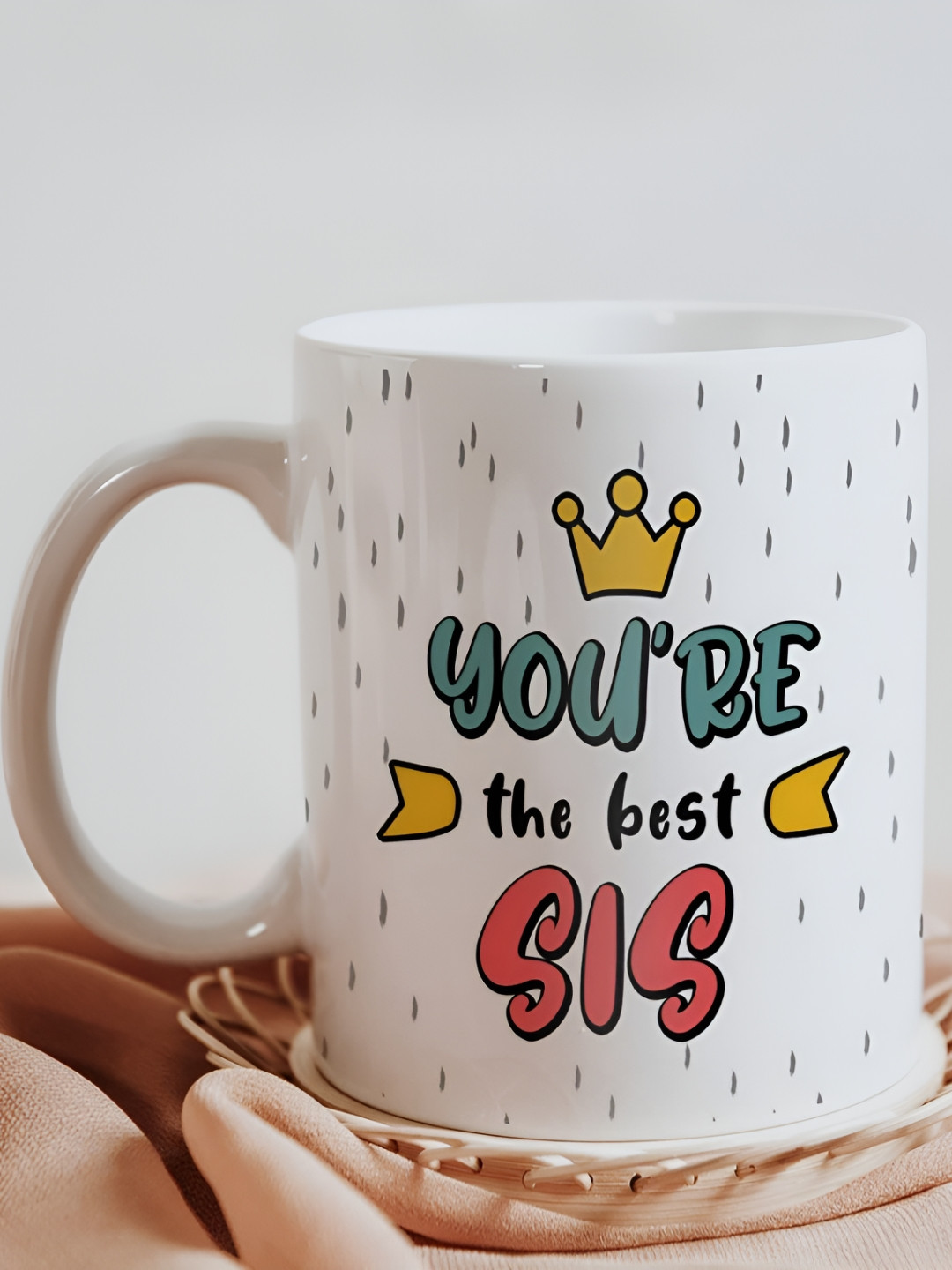 SKYTRENDS White Typography Ceramic Handmade Mug-330ml