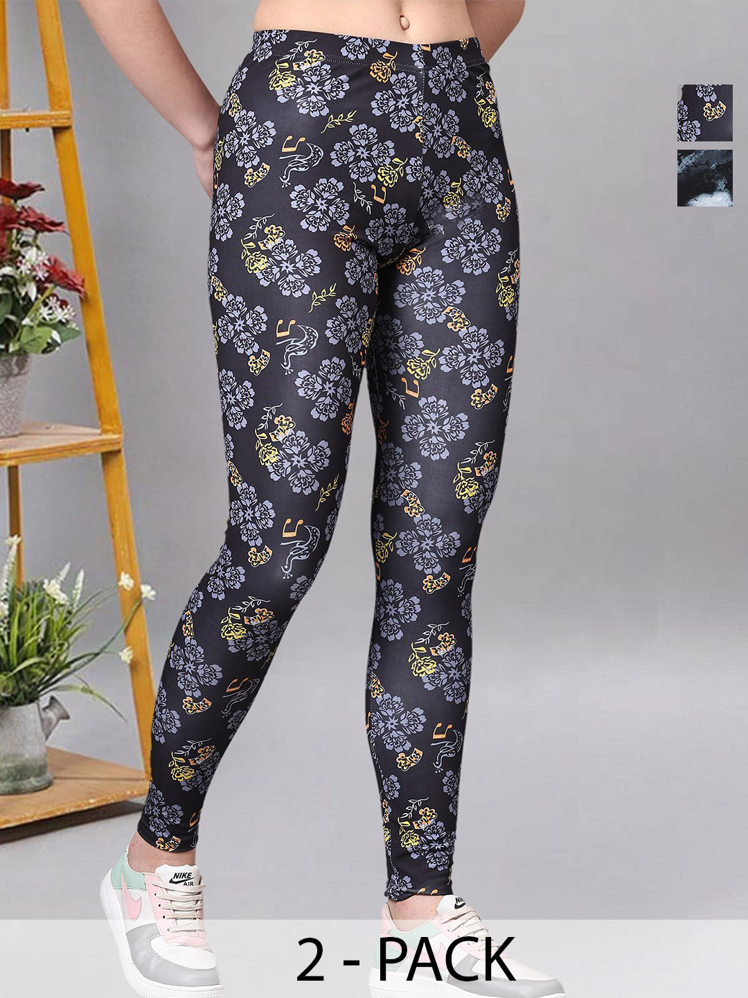 DTR FASHION Women 2-Pcs Printed Stretchable Jeggings