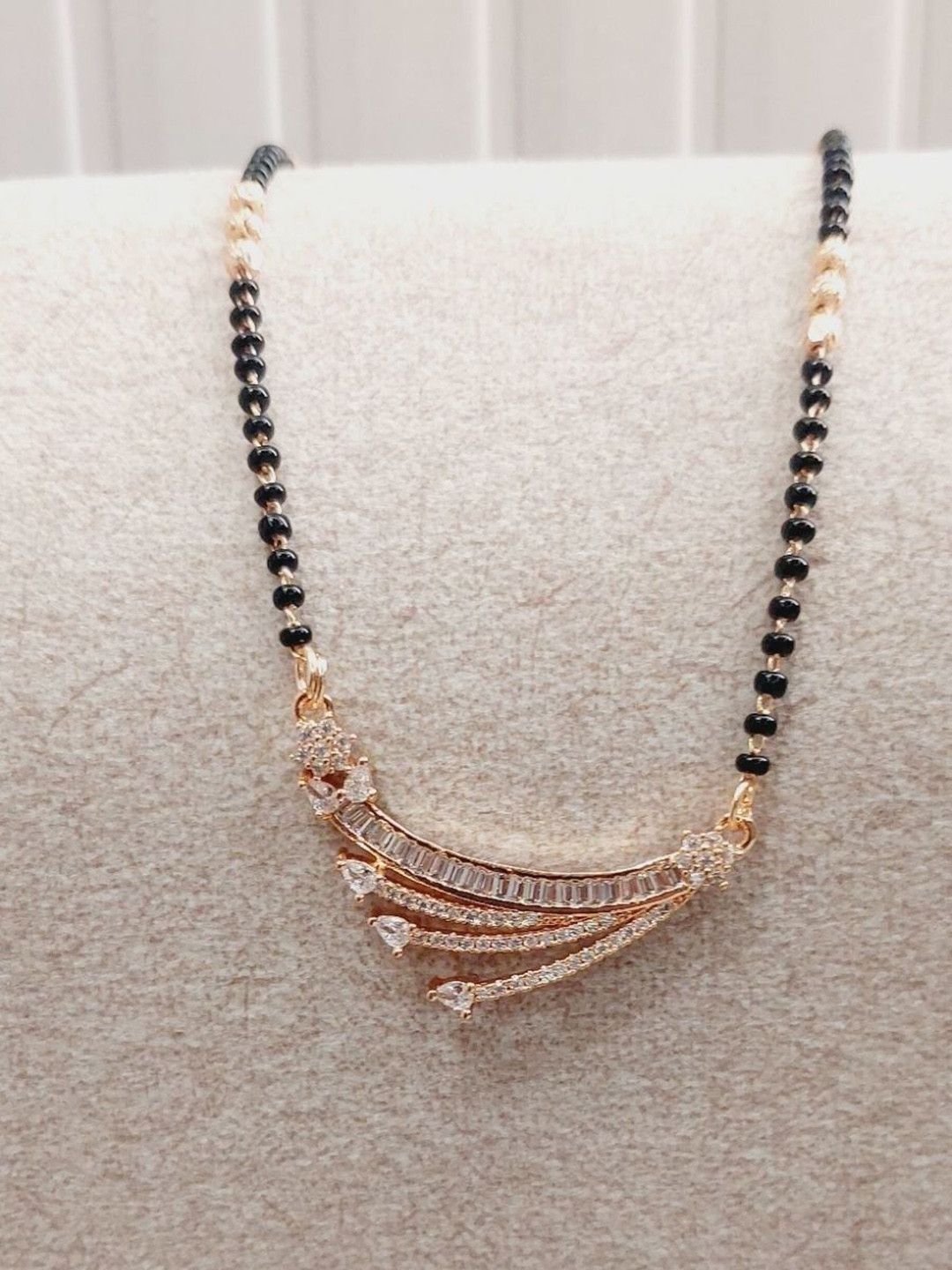 MEIRA JEWELLERY Rose Gold-Plated Artificial Stones Mangalsutra