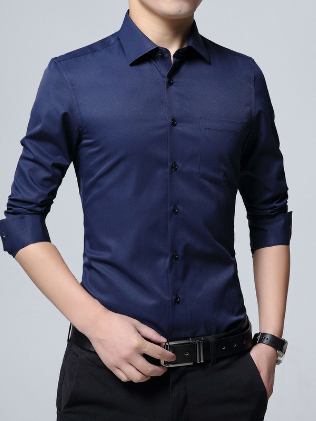 KPOP Men Slim Fit Formal Shirt