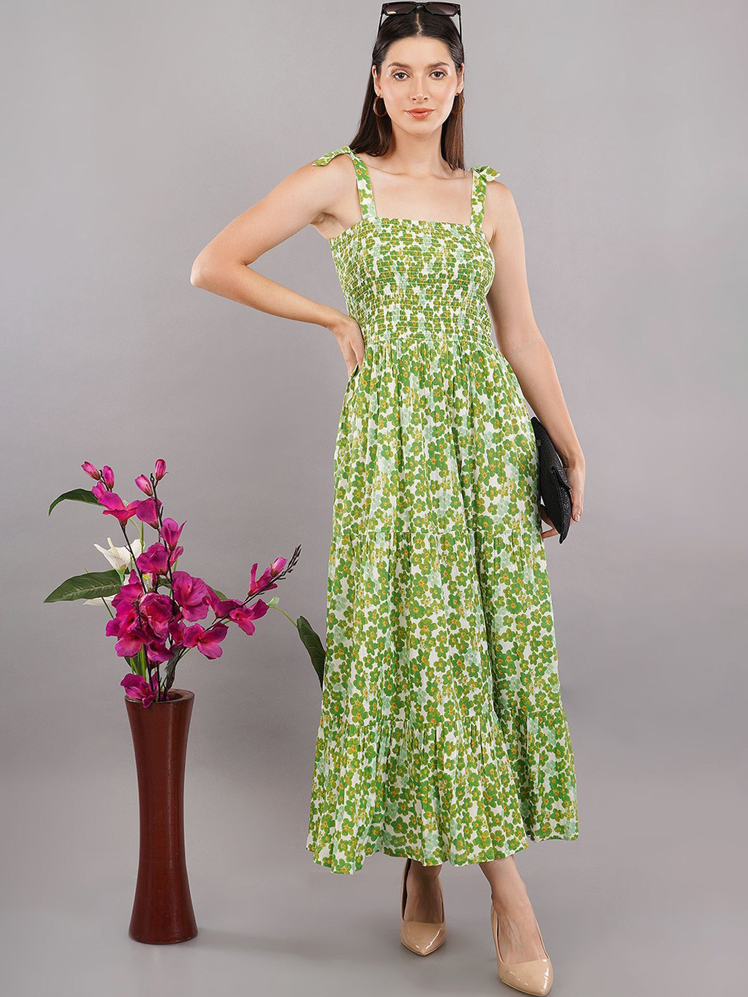 Avaasa Buy Shruthi Adults-Women Floral Print Fit & Flare Maxi Dress