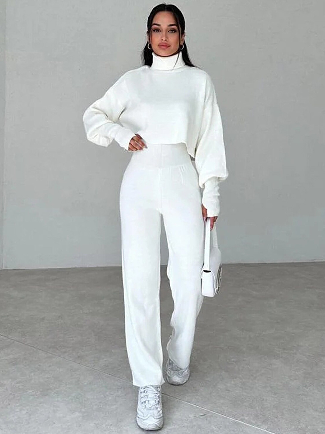 LULU & SKY Mock Collar Pullover Sweatshirt With Trousers