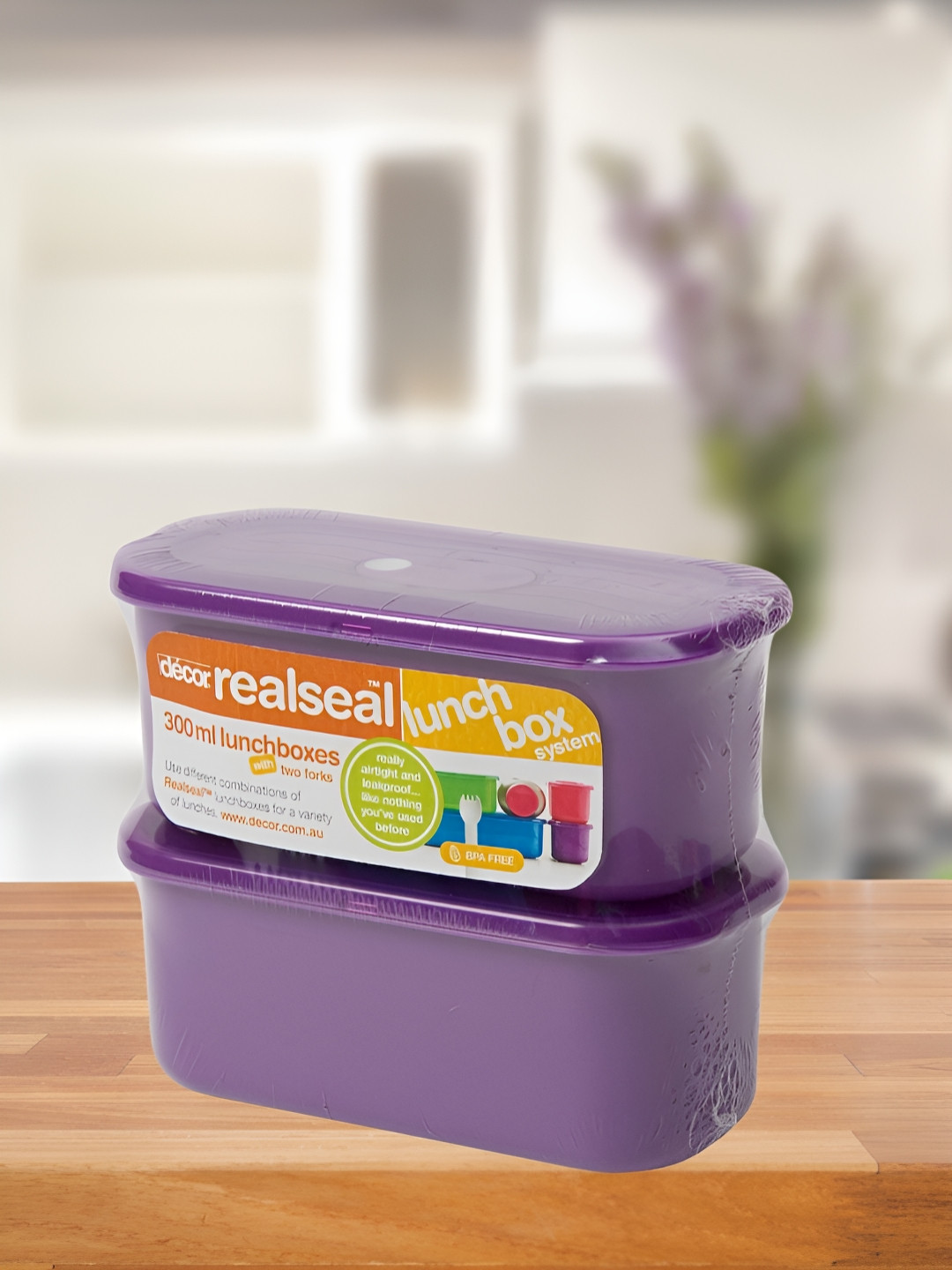 Decor BPA-Free Airtight Leakproof Purple Solid Plastic 6PCs Lunch Box With Spoon and Fork