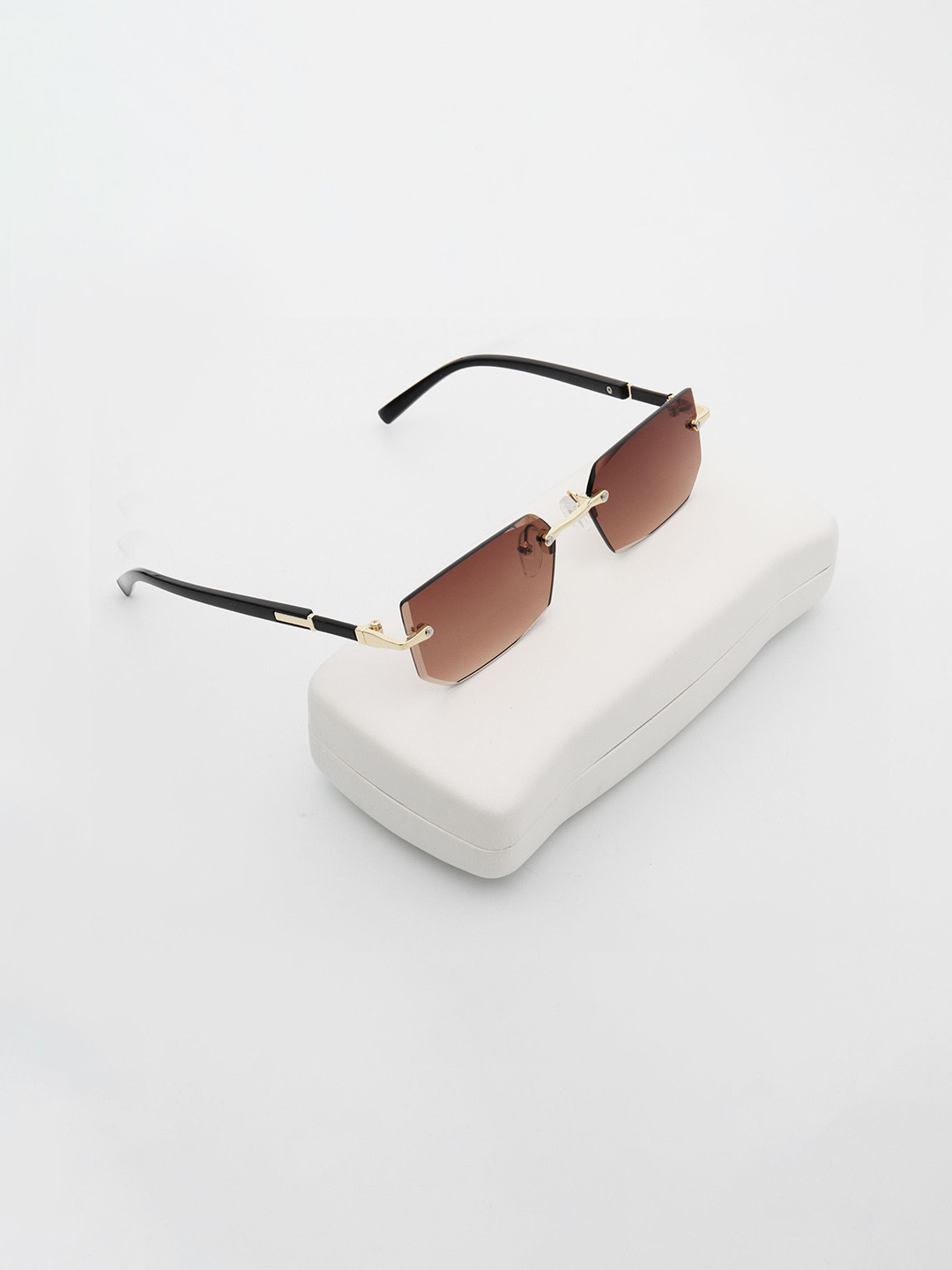 PELLE LUXUR Unisex Rimless Square Sunglasses with UV Protected Lens PL25GS15