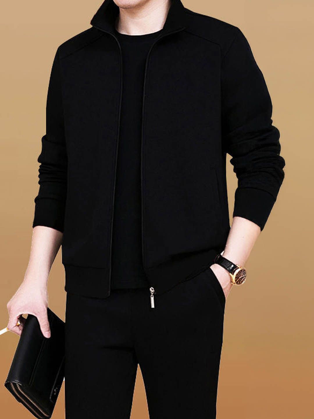 StyleCast Men Black Casual Tracksuit