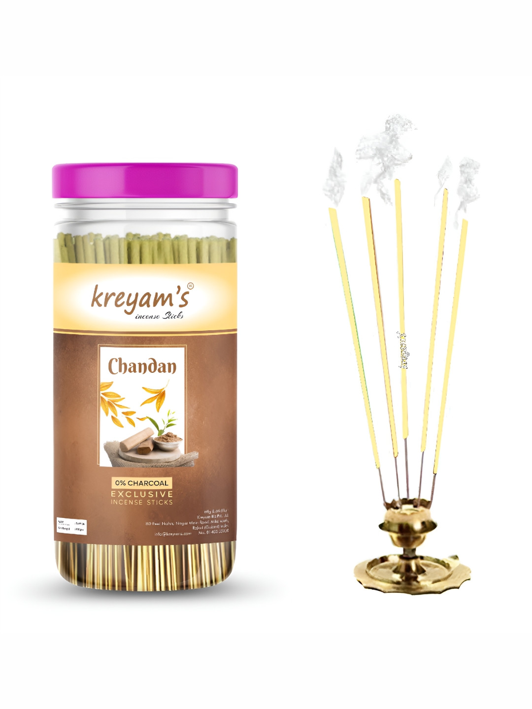 kreyam's Yellow Charcoal Free Chandan Incense Sticks