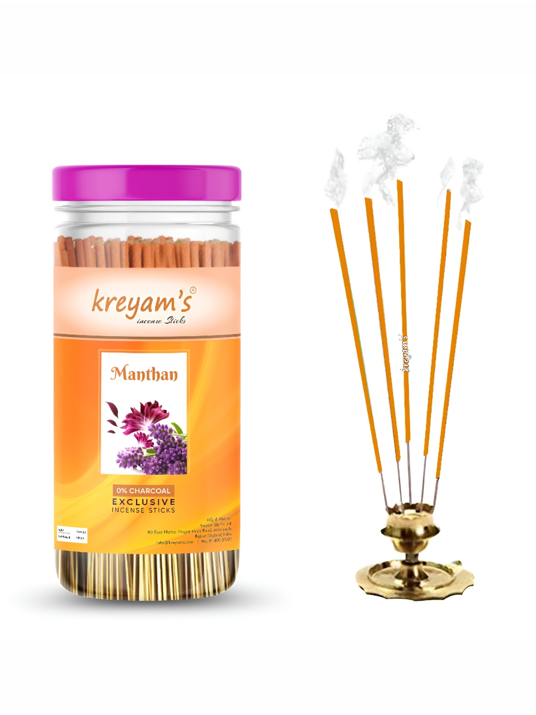 kreyam's Orange Charcoal Free Manthan Incense Sticks