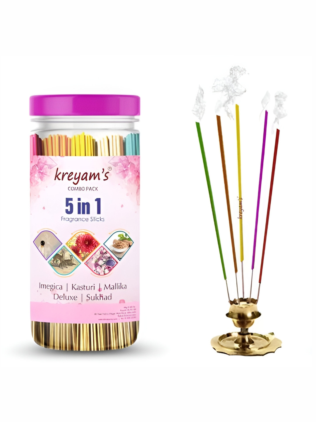 kreyam's Purple 5-In-1 Fragrance Pooja Incense Sticks