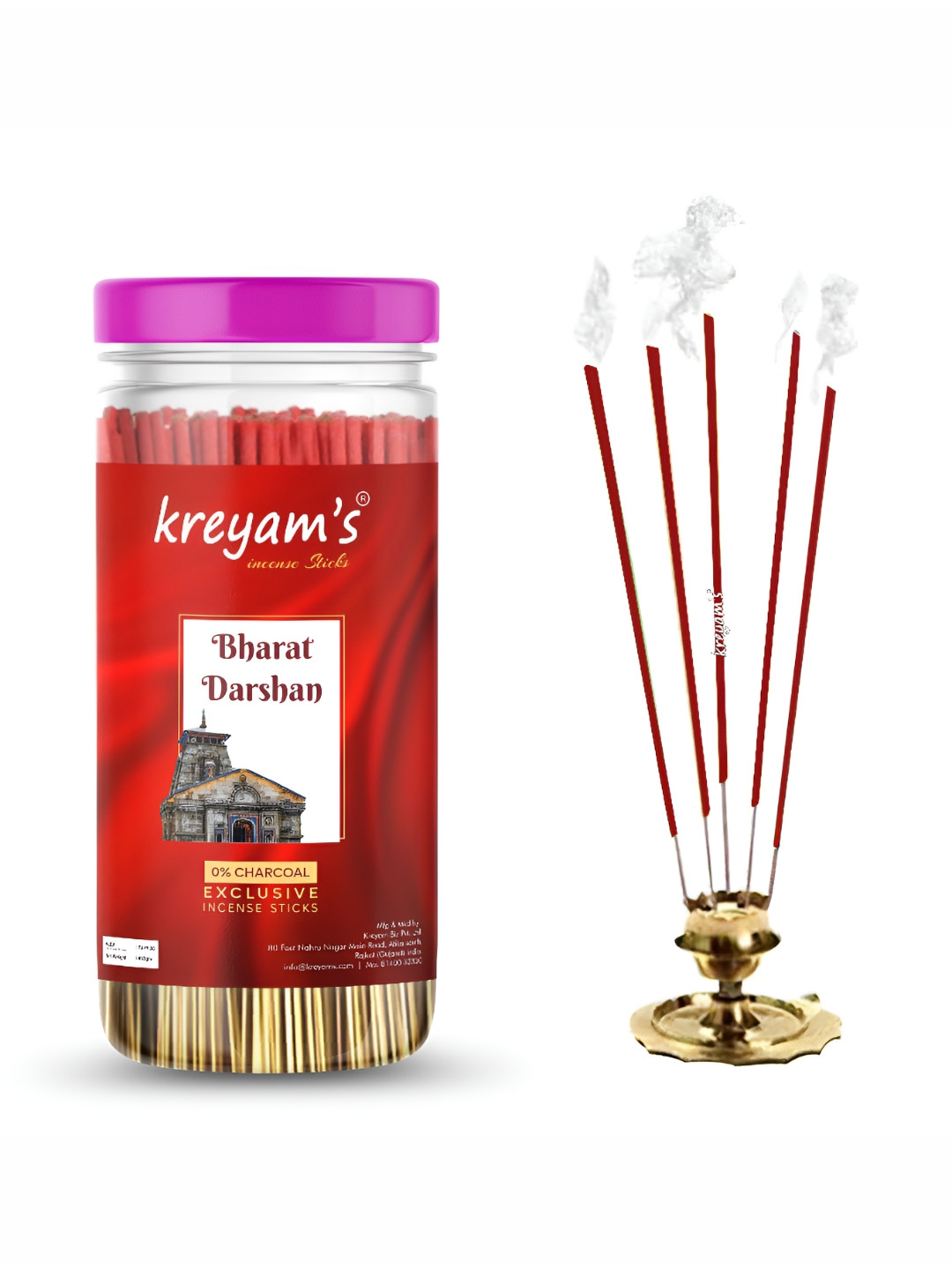 Kreyam's Red Charcoal Free Bharat Darshan Incense Sticks