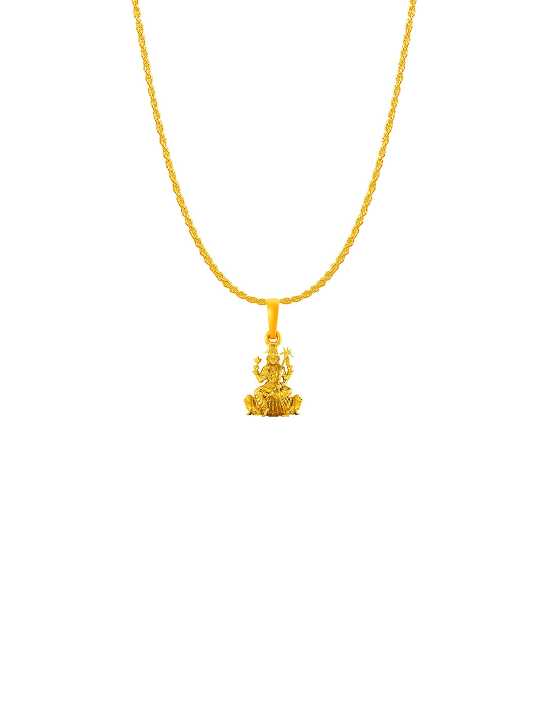 Metronaut Men 925 Silver 22KT Gold-Plated Kamakshi Devi Pendant With Rope Chain