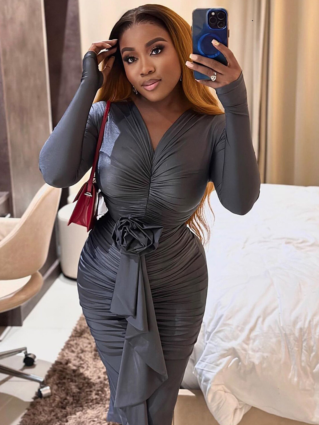 LULU & SKY Ruched Party Bodycon Dress