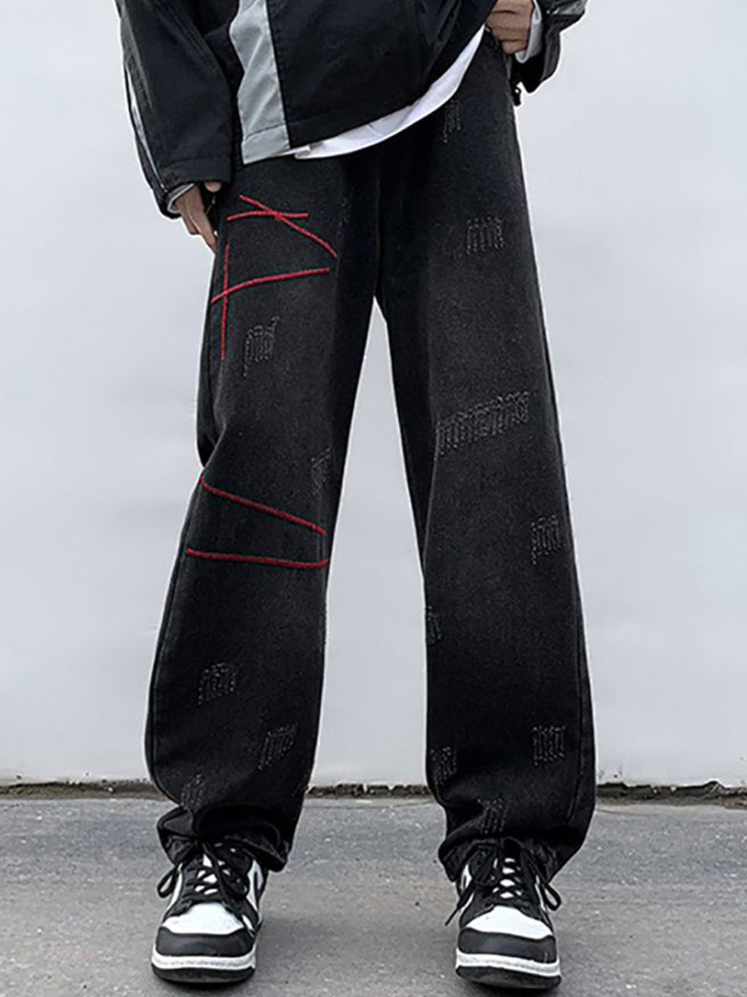 StyleCast x Revolte Men Wide Leg Dark Shade Jeans