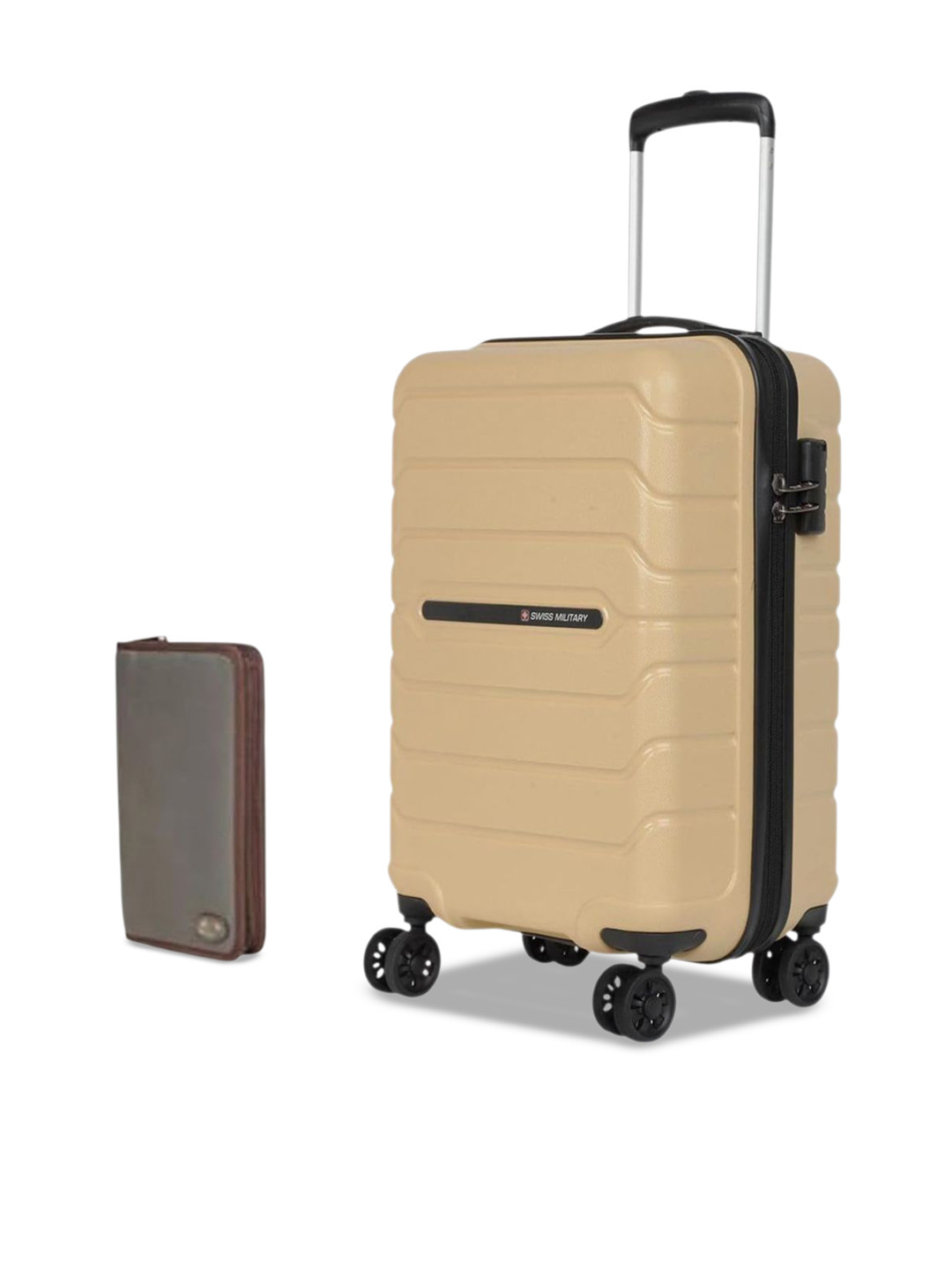 SWISS MILITARY Set Of 2 Rhombus Textured Hard-Sided Cabin Trolley Bag & Wallet