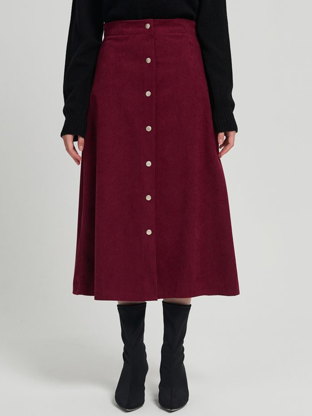 LULU & SKY Women A-line Corduroy Midi Skirt